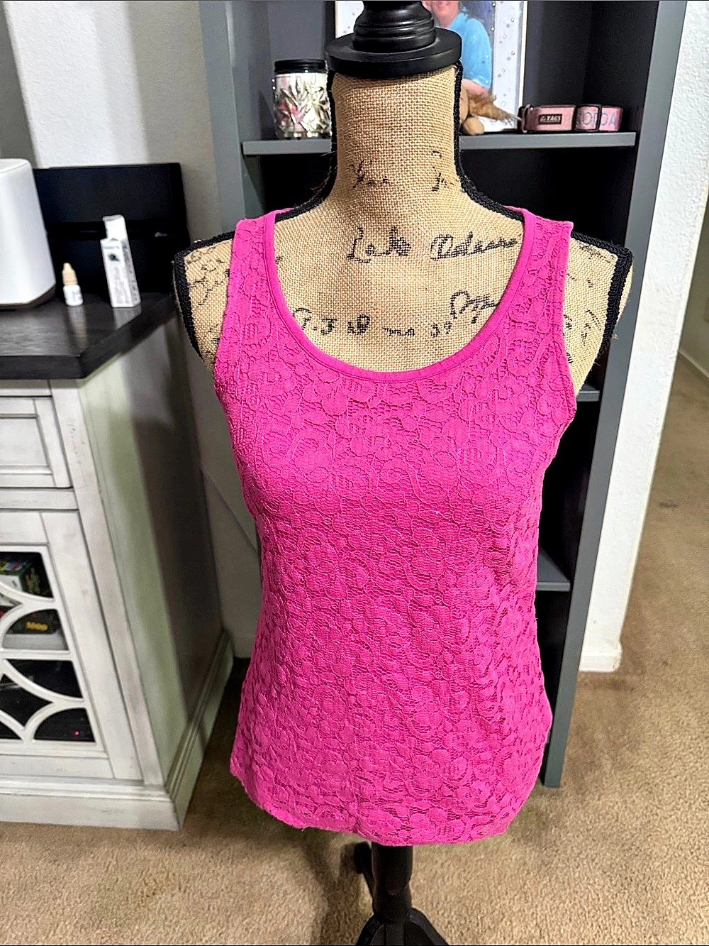 SOHO New York & Company Jeans Lace Tank Floral in Pink Size Small